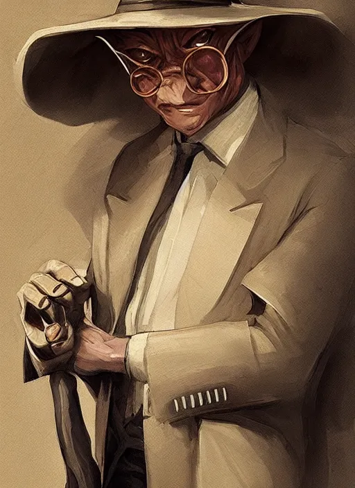 Prompt: Yoda dressed as a 1900s mafia man, elegant, digital painting, concept art, smooth, sharp focus, illustration, from StarCraft by Ruan Jia and Mandy Jurgens and Artgerm and William-Adolphe Bouguerea