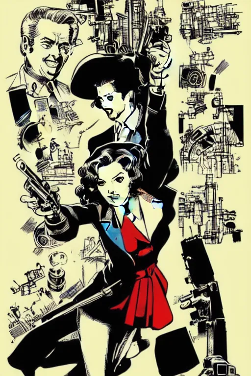 Image similar to Agent carter illustration concept art in the style of Amano, Yoshitaka