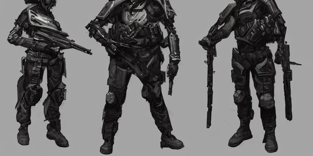 Prompt: warlock in tactical assault gear, style of maciej kuciara