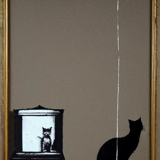 Prompt: cat by banksy