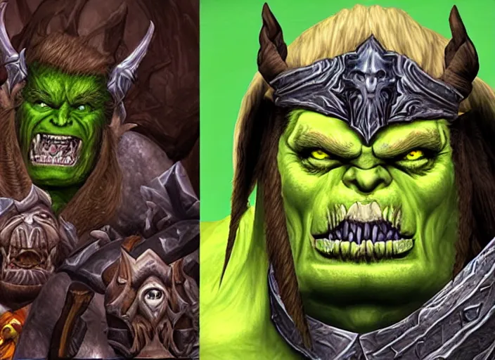 Image similar to donald trump as orc in world of warcraft