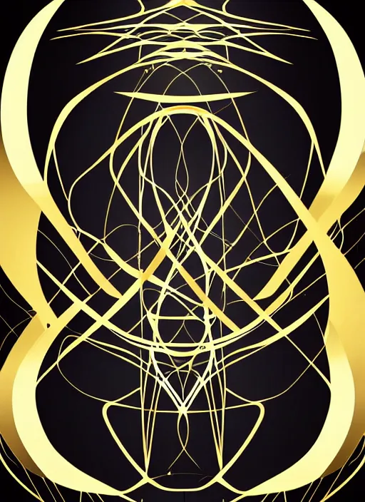 Prompt: poster, vector, symmetrical, award - winning painting, abstract, gold and silver shapes, rectangles, geometry, elegant, luxurious, beautiful, pitch black background, dali