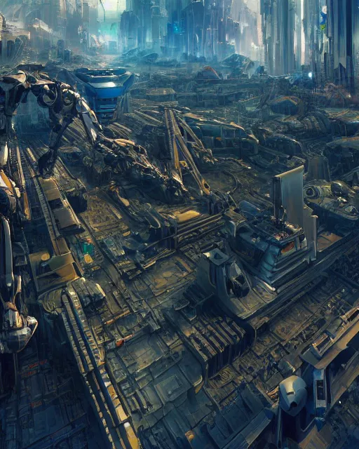 Prompt: mecha construction robot, bulky armor, utopian city, by leon tukker, makoto kobayashi, synthetic light, crowds of people, utopia, perfect, scifi, 8 k high detail, masterpiece, trending on artstation