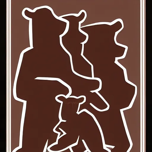 Image similar to three brown bears shouting, poster in a constructivism style, soviet propaganda