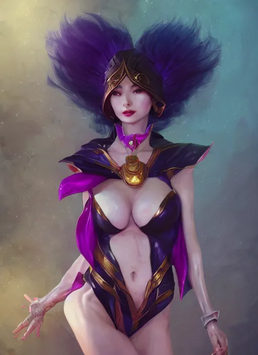 Image similar to leblanc, from league of legends, kebaya corse, au naturel, hyper detailed, digital art, trending in artstation, cinematic lighting, studio quality, smooth render, unreal engine 5 rendered, octane rendered, art style by klimt and nixeu and ian sprigger and wlop and krenz cushart