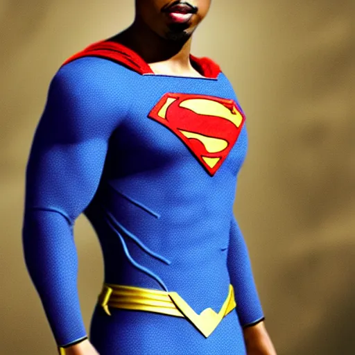 Image similar to michael b jordan as superman. realistic. high detail.