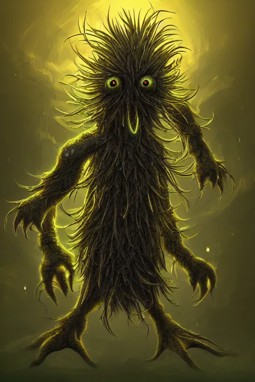 Image similar to a humanoid figure thistle monster with eyes, radiation glow, highly detailed, digital art, sharp focus, trending on art station, plant, anime art style