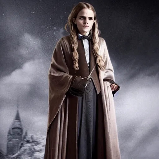 Image similar to Photo of Emma Watson as Professor Dumbledore, full body shot