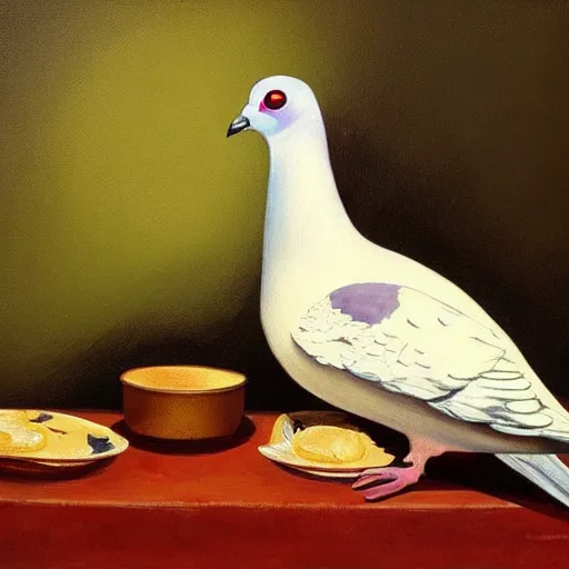 Prompt: pigeon with the body of a toaster, masterpiece painting