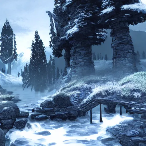 Prompt: digital art of nature in skyrim