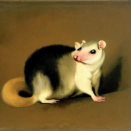 Prompt: a possum, by Francisco de Goya, oil on canvas