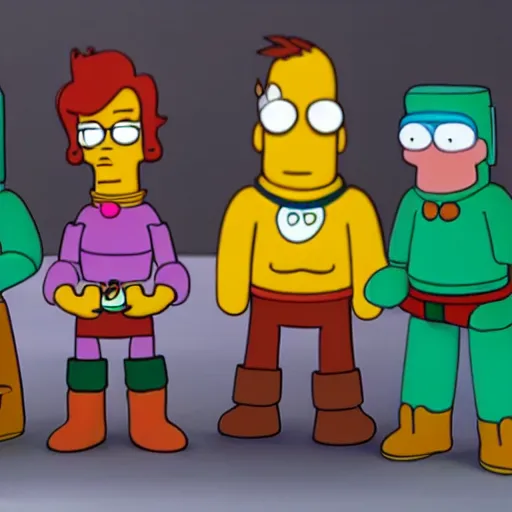 Image similar to fry, bender and leela from futurama eating cake, claymation, cinematic, 8 k