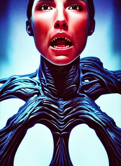 Prompt: 8 5 mm color xenomorph!! gal gadot!! portrait fashion weird random strange hyperdetailed photorealistic!!! david lachapelle akihito yoshida asaf hanuka cronenberg weta digital beksinski zawadzki ivan bilibin id magazine michal karcz and yoshitaka octane cinematic