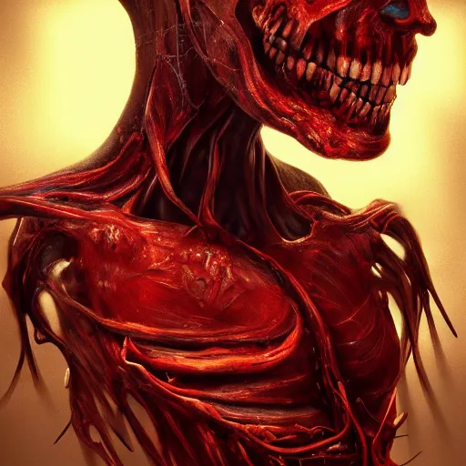 Image similar to a pc made out of flesh, computer made out of human flesh, skin on the gaming pc, personal computer horror, server, electronic, skinned alive, blood, teeth, intricate, highly detailed, digital painting, artstation, concept art, smooth, sharp focus, illustration,