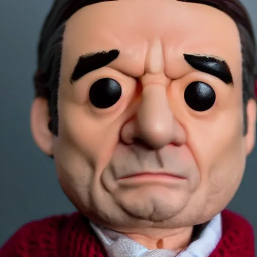 Image similar to Funko Pop doll of Jean-Luc Melenchon taken in a light box with studio lighting, some background blur