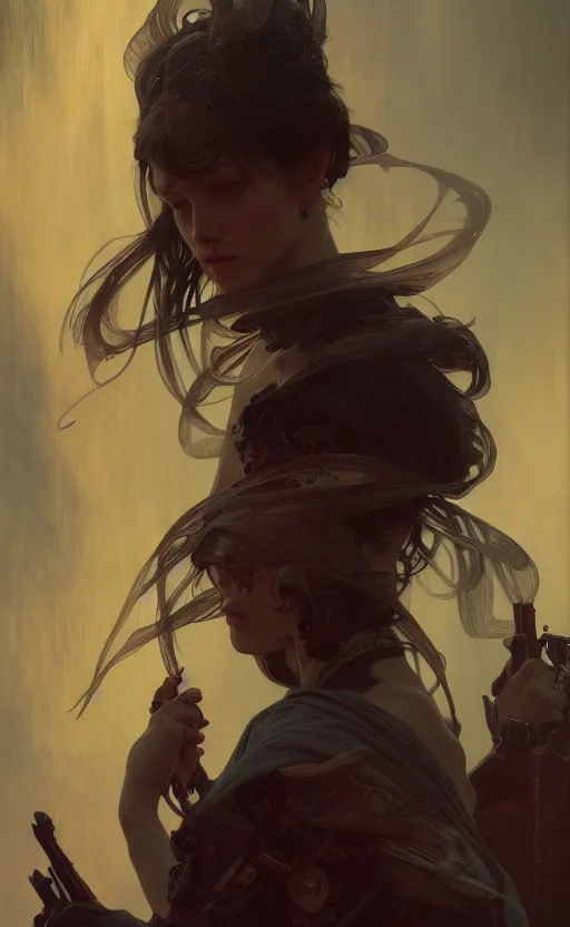 Prompt: a portrait of personified death, concept art, deep focus, intricate, highly detailed, digital painting, artstation, matte, sharp focus, illustration, art by greg rutkowski and alphonse mucha