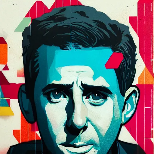 Prompt: Michael Scott profile picture by Sachin Teng, asymmetrical, Organic Painting , Matte Painting, geometric shapes, hard edges, graffiti, street art:2 by Sachin Teng:4