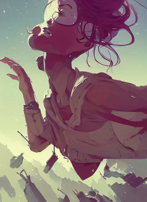 Image similar to overwhelmed with floating thoughts behance hd artstation by jesper ejsing, by rhads, makoto shinkai and lois van baarle, ilya kuvshinov, ossdraws, that looks like it is from borderlands and by feng zhu and loish and laurie greasley, victo ngai, andreas rocha