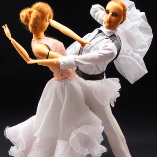 Prompt: two dolls dancing tango, realistic, - n 6