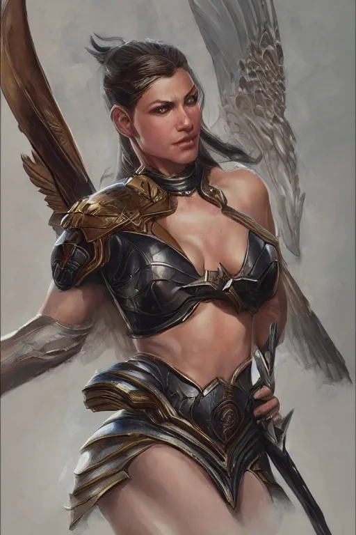 Image similar to amazon valkyrie athena, d & d, fantasy, portrait, highly detailed, headshot, digital painting, trending on artstation, concept art, sharp focus, illustration, art by artgerm and greg rutkowski and magali villeneuve