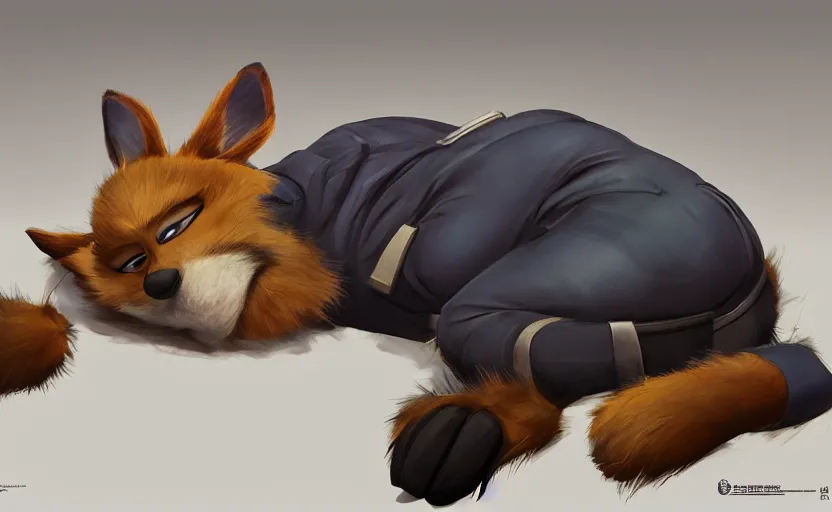 Image similar to a dressed in the police uniform anthropomorphic furry sleeping on duty in the police car, artstation hq, stylized, symmetry, modeled lighting, expressive, studio photo refined, highly detailed, hyper realistic, furry, sense of awe, zootopia style