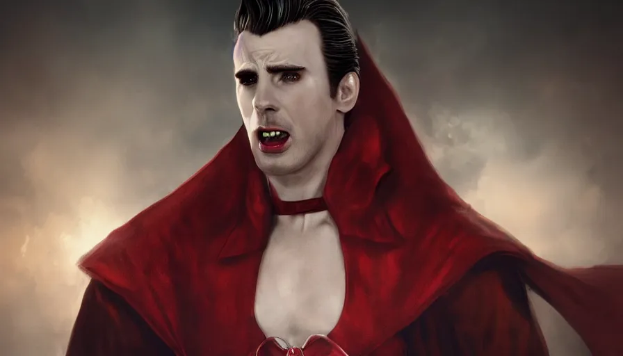 Image similar to Chris Evans is Dracula, hyperdetailed, artstation, cgsociety, 8k