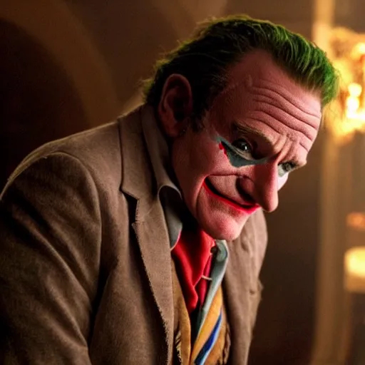 Prompt: stunning awe inspiring ( robin williams ) as the joker 8 k hdr movie still atmospheric lighting