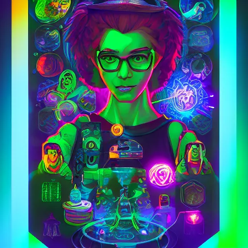 Image similar to skill magic geek inside matrix deepdream radiating a glowing aura stuff loot legends stylized digital illustration video game icon artstation lois van baarle, ilya kuvshinov, rossdraws,