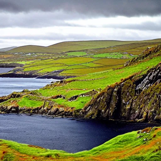 Image similar to landscape of donegal ireland, by giorgia o'keeffe