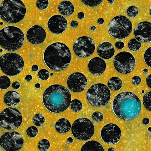 Prompt: beautiful liquid marble texture with oil bubbles. harmonic black yellow and mint coloured abstraction. ultradetailed realistic art