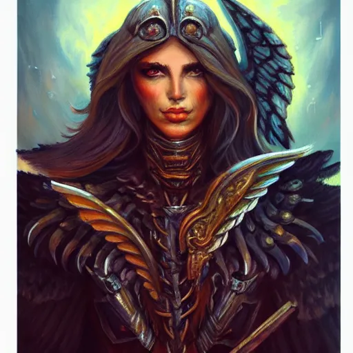 Prompt: portrait painting of a fallen angel paladin with big burnt, sharp focus, award - winning, trending on artstation, masterpiece, highly detailed, intricate. art by terese nielsen