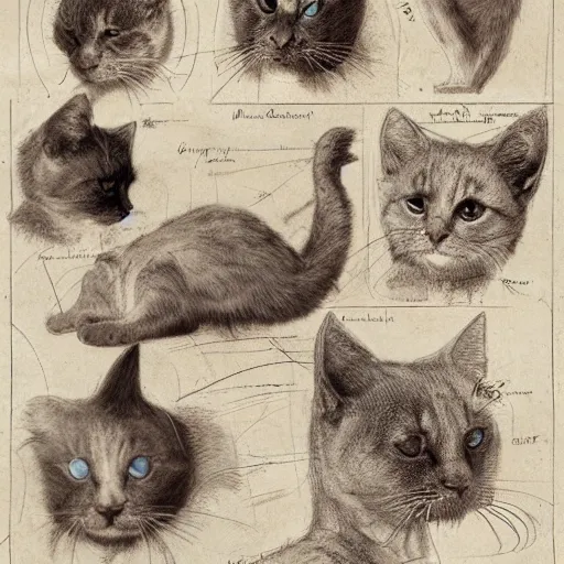 Image similar to anatomy of a cat of tasmania, da vinci notes, ultradetailed, anatomy study, artstation