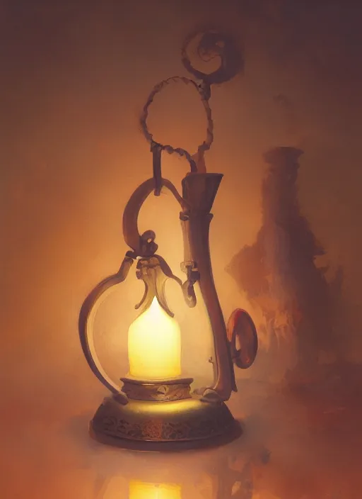 Image similar to turkish fanoos oil lamp, low light, trending on pixiv fanbox, painted by greg rutkowski makoto shinkai takashi takeuchi studio ghibli