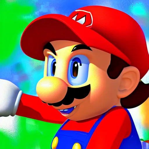 Image similar to The moment Mario understands the meaning of life, digital art