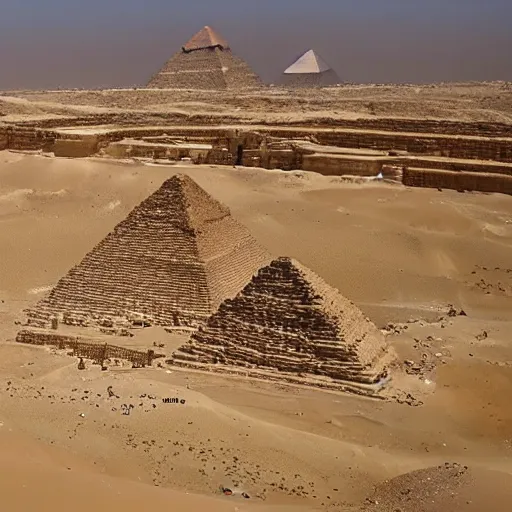 Prompt: how the great pyramids of egypt were first constructed 4 k 8 k hd real