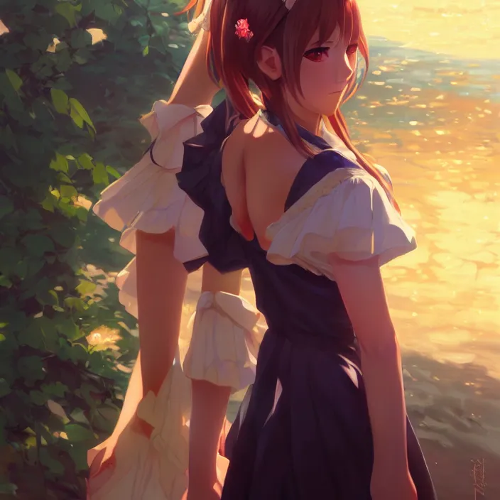 Image similar to a potrait of anime girl, my dress up darling anime, fine details, night setting, realistic shaded lighting poster by ilya kuvshinov katsuhiro, artgerm, jeremy lipkin and michael garmash and nixeu, unreal engine 5, radiant light, detailed and intricate environment