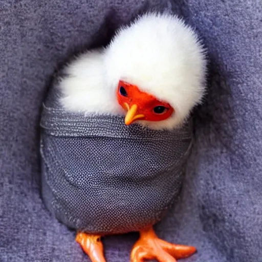 Image similar to cute newborn chicken dressed as an inmate