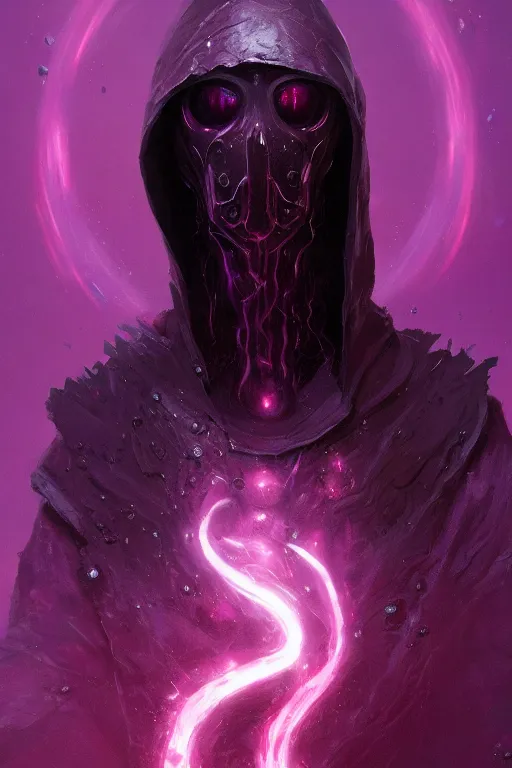 Image similar to A full body portrait of a mysterious character with no face with a very long hooded dark purple cloak tentacles coming out the ground art by Maciej Kuciara and Jason Chan, ominous, cosmic horror, trending on artstation, Ultra detailed, hyper realistic 4k