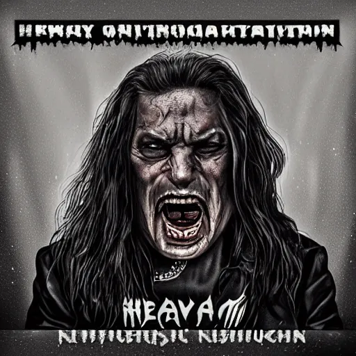 Image similar to heavy metal album cover of viktor orban