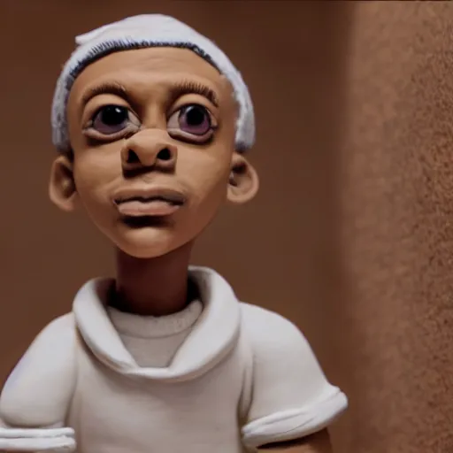 Image similar to a cinematic photograph still of lil durk made out of clay, in claymation