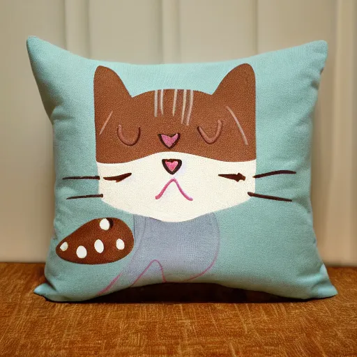 Prompt: pillow with little kitten texture