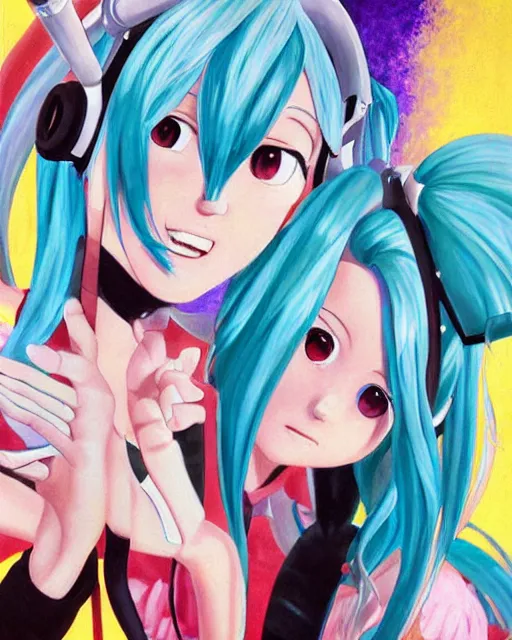 Prompt: a very beautiful painting of Hatsune Miku by Earl Moran