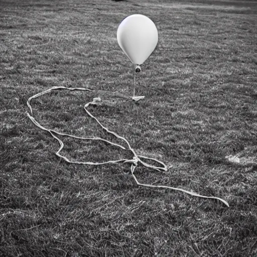 Prompt: hot air baloon tied to the ground with a sailor's anchor. hopper style.