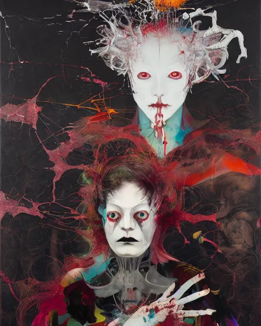 Image similar to now you will understand why you fear the dark, hauntingly surreal, gothic, rich deep colours, painted by francis bacon, adrian ghenie, james jean and petra cortright, part by gerhard richter, part by takato yamamoto. 8 k masterpiece.