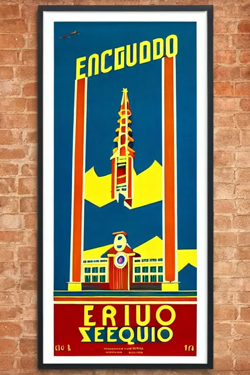 Image similar to art deco travel poster. ecuador, framed poster