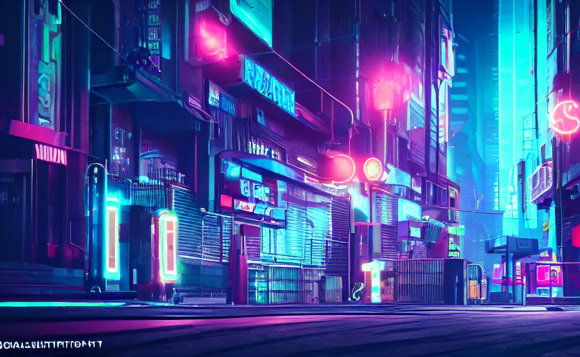 Image similar to neon cyberpunk city streets . daylight. sunlight. lens flare. light fixtures. 8K. detailed. photorealism. artstation. 25mm f/1.7 ASPH Lens. ultra realistic