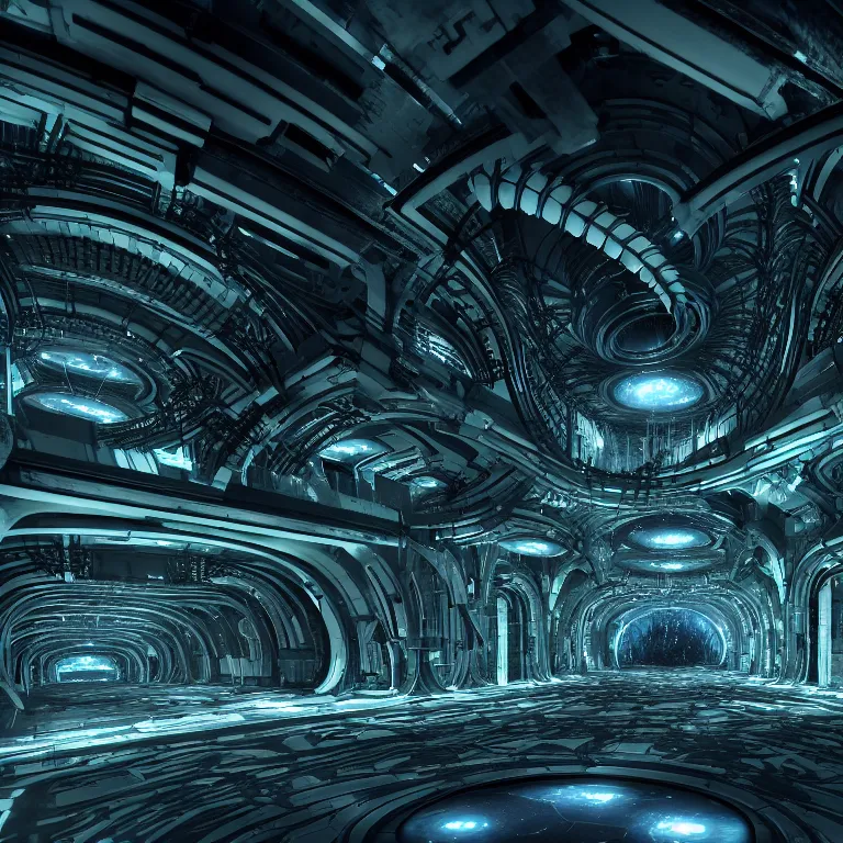 Image similar to sci-fi Prometheus biological corridor, biologic HR Giger style, Alien, Wide angle, featured in artstation, octane render, cinematic, elegant, intricate, 8k