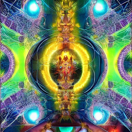 Image similar to cybertronic hindu temple, symmetrical, hannah faith yata, torus energy, salvia droid, ben ridgway