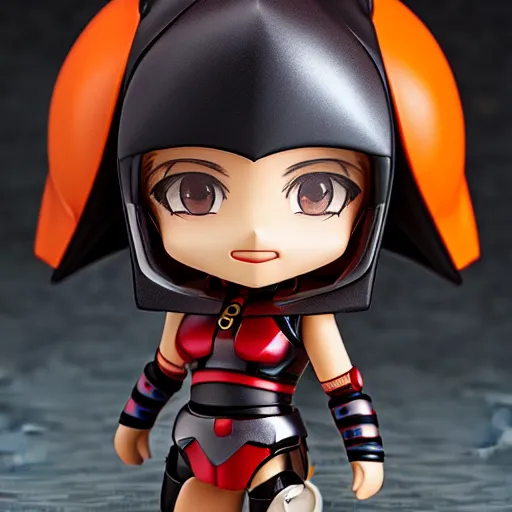 Image similar to closeup photograph of cute bee nendoroid with themed crimson - black armor, portrait, hyperdetailed, artstation, cgsociety, 8 k, by tangerine dream