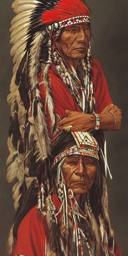 Image similar to of native american chief by p moebius